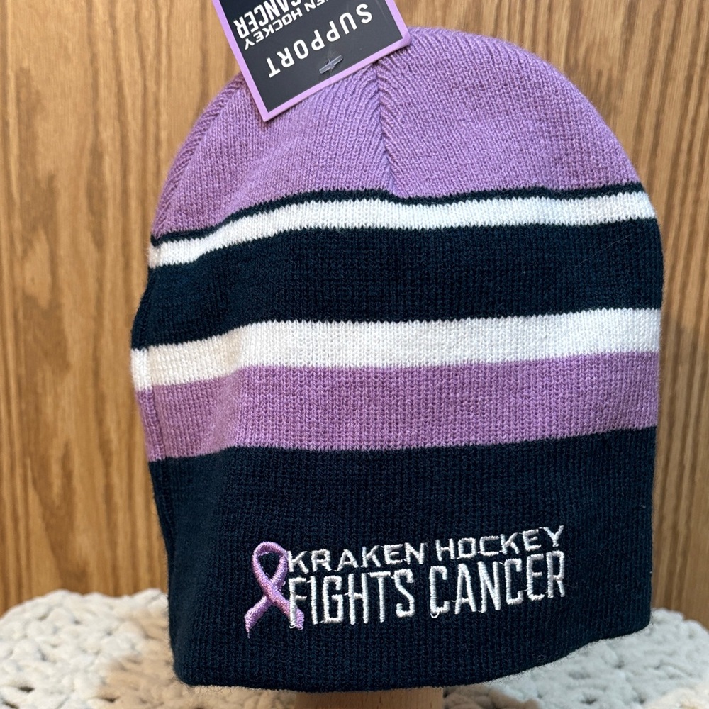 Kraken Hockey Fights Cancer Beanie